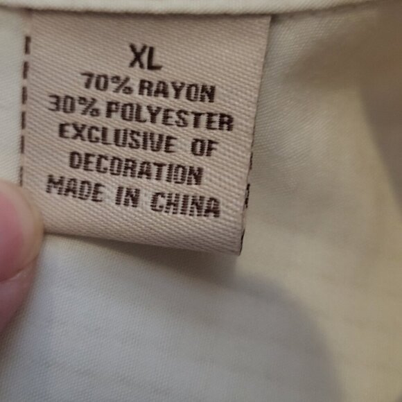 Cubavera Men's Shirt XL Linen Rayon Beige Cream Relaxed Short Sleeve Pocket - Picture 7 of 15